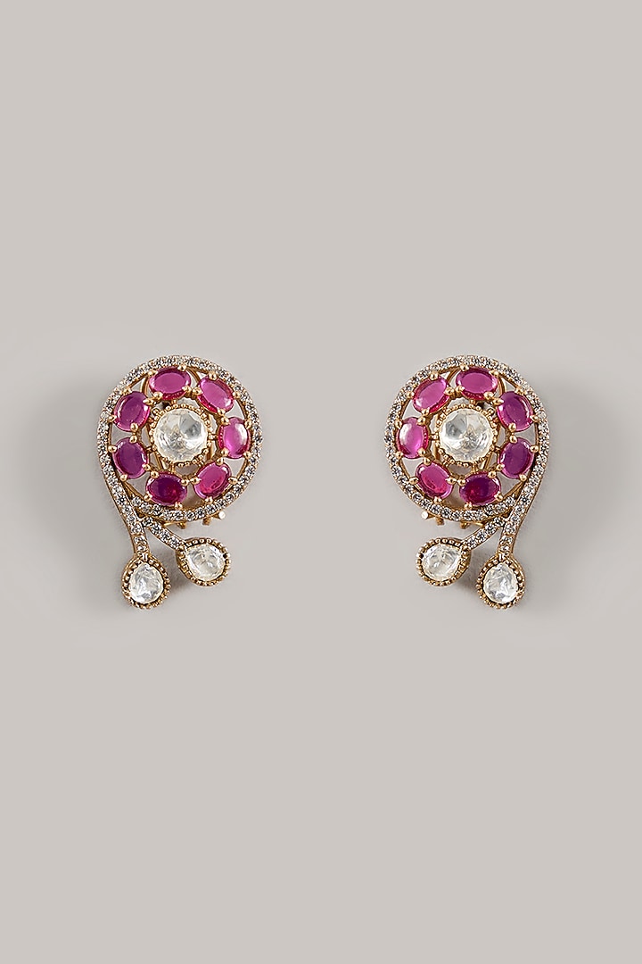 White Finish Kundan Polki & Ruby Stone Choker Necklace Set by Amreli Jaipur at Pernia's Pop Up Shop