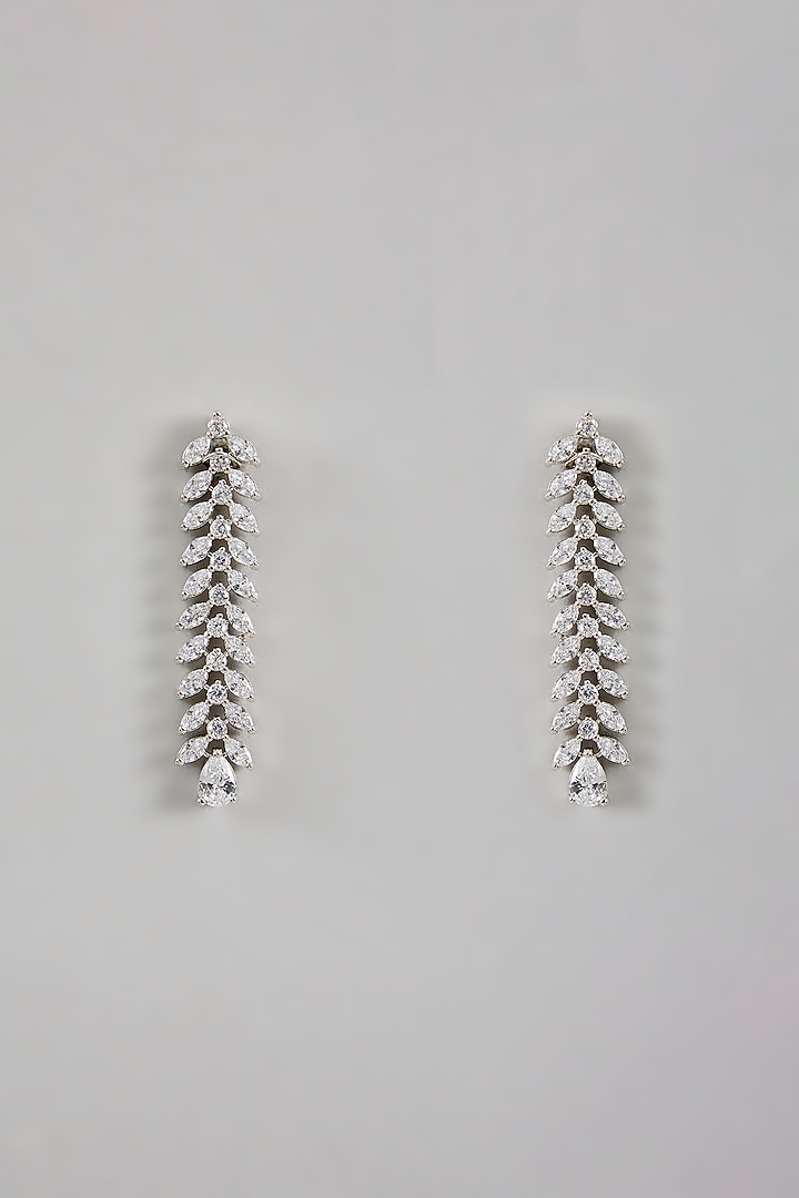 White Gold Finish Cubic Zirconia Necklace Set by Amreli Jaipur at Pernia's Pop Up Shop