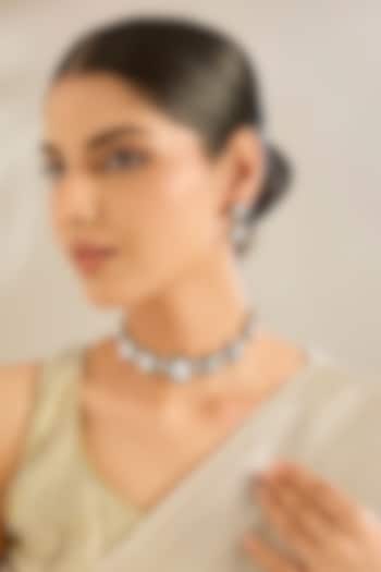 Gold Finish Kundan Polki & Emerald Stone Choker Necklace Set by Amreli Jaipur at Pernia's Pop Up Shop