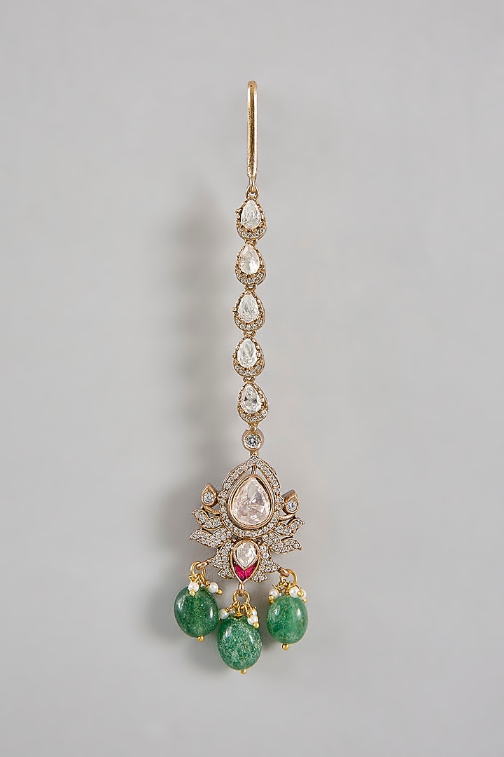 Gold Finish Kundan Polki Choker Necklace Set by Amreli Jaipur at Pernia's Pop Up Shop