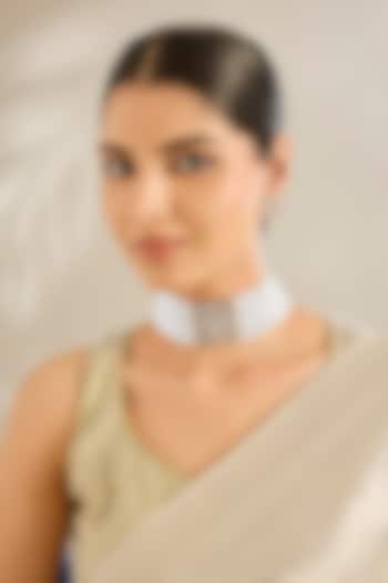 Gold Finish Kundan Polki & Pearl Choker Necklace Set by Amreli Jaipur at Pernia's Pop Up Shop