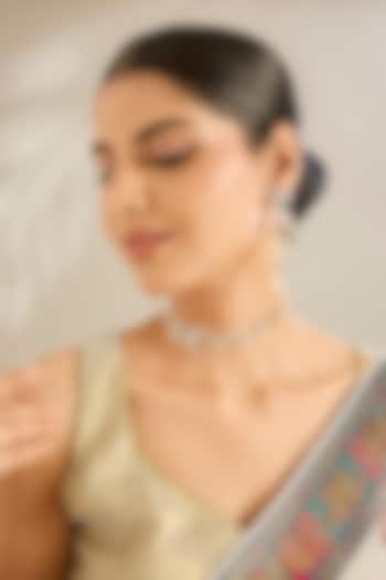 Gold Finish Kundan Polki Choker Necklace Set by Amreli Jaipur at Pernia's Pop Up Shop