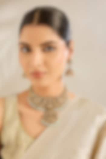 Gold Finish Kundan Polki Temple Necklace Set by Amreli Jaipur at Pernia's Pop Up Shop