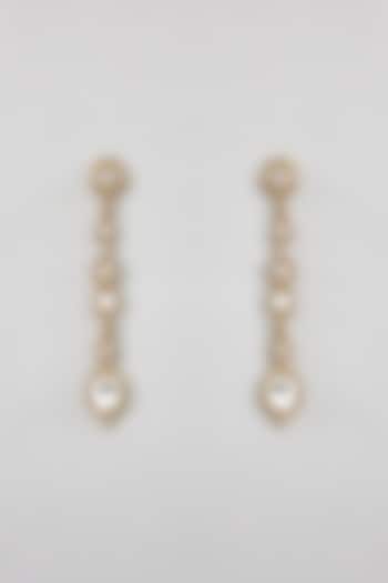 Gold Finish Kundan Polki Dangler Earrings by Amreli Jaipur at Pernia's Pop Up Shop