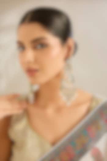 Gold Finish Kundan Polki Chandbali Earrings by Amreli Jaipur at Pernia's Pop Up Shop