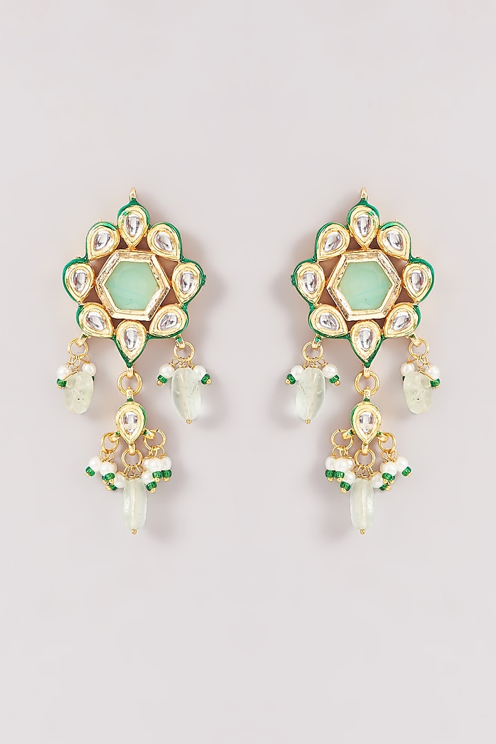 Gold Finish Navratna Stone & Kundan Polki Choker Necklace Set by Amreli Jaipur at Pernia's Pop Up Shop