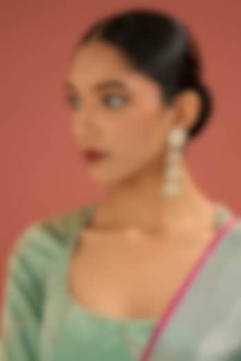 Gold Finish Jadau Kundan Polki & Pearl Dangler Earrings by Amreli Jaipur at Pernia's Pop Up Shop