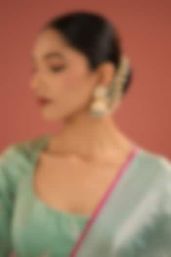 Gold Finish Jadau Pachi Kundan Polki & Pearl Dangler Earrings by Amreli Jaipur at Pernia's Pop Up Shop