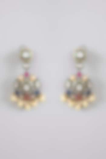 Gold Finish Jadau Kundan Polki & Pearl Dangler Earrings by Amreli Jaipur at Pernia's Pop Up Shop