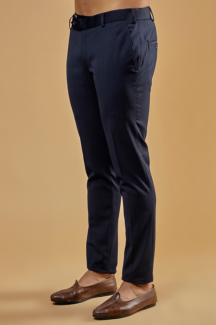 Navy Blue Viscose Jacquard Embroidered Indo-Western Set by AMIT ARORA at Pernia's Pop Up Shop