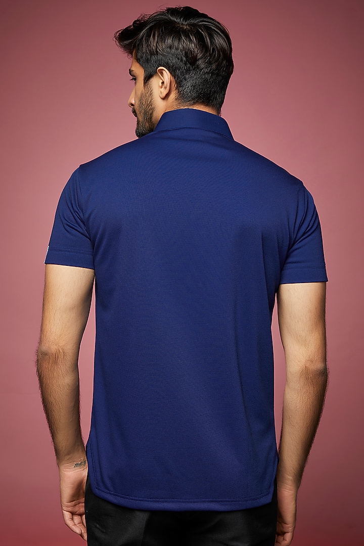 Royal Blue Knit T-shirt by AMIT ARORA at Pernia's Pop Up Shop