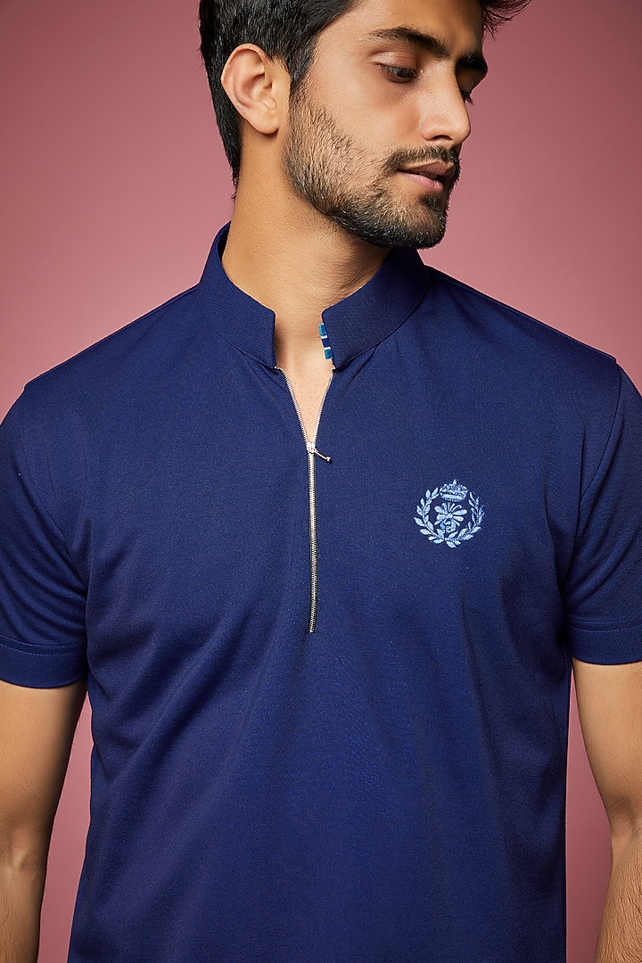 Royal Blue Knit T-shirt by AMIT ARORA at Pernia's Pop Up Shop