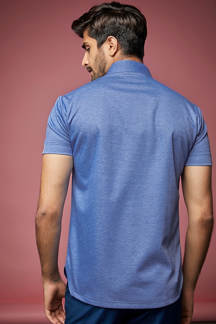 Sky Blue Knit T-shirt by AMIT ARORA at Pernia's Pop Up Shop