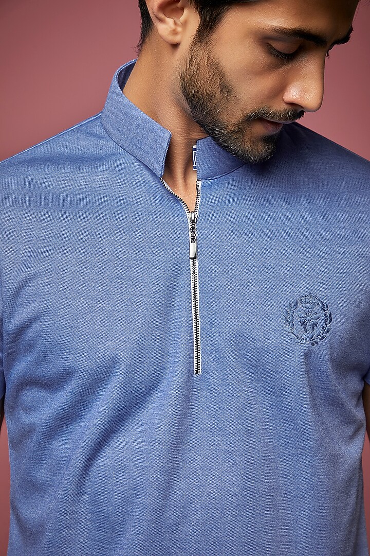 Sky Blue Knit T-shirt by AMIT ARORA at Pernia's Pop Up Shop