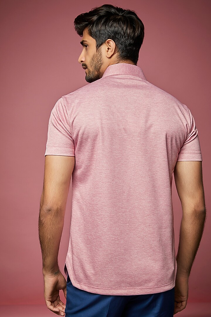 Baby Pink Knit T-shirt by AMIT ARORA at Pernia's Pop Up Shop