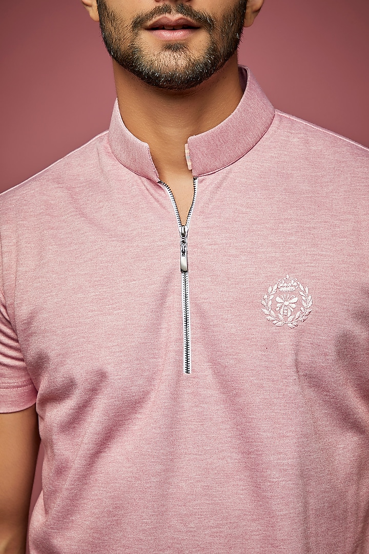 Baby Pink Knit T-shirt by AMIT ARORA at Pernia's Pop Up Shop