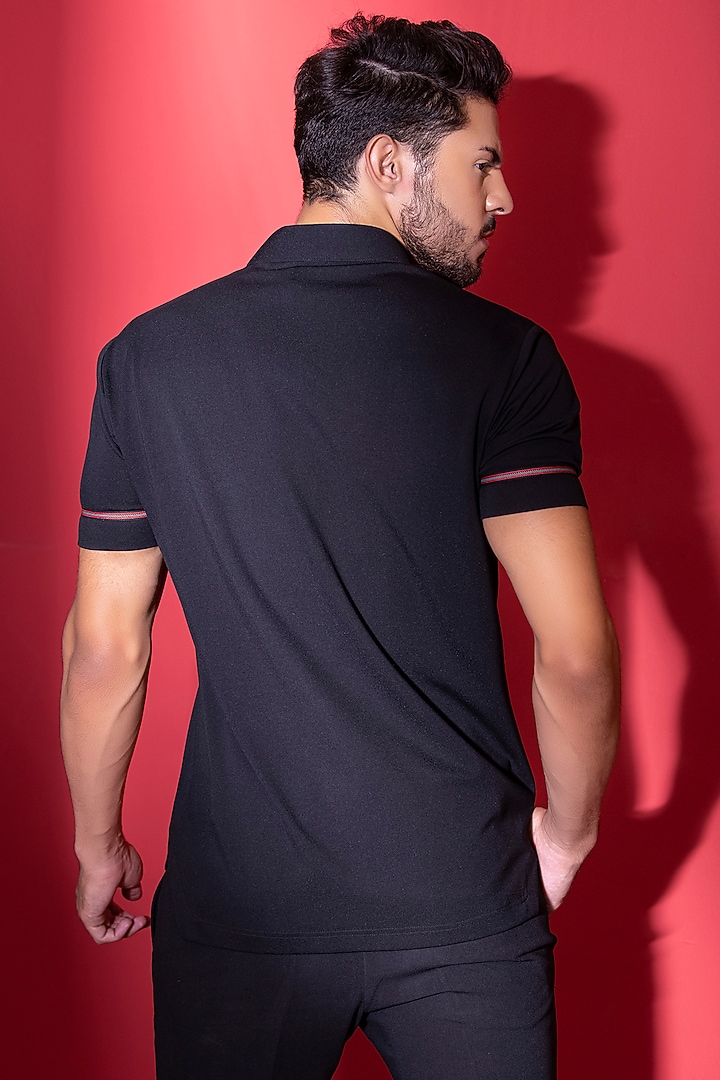 Black Knit T-Shirt by AMIT ARORA at Pernia's Pop Up Shop