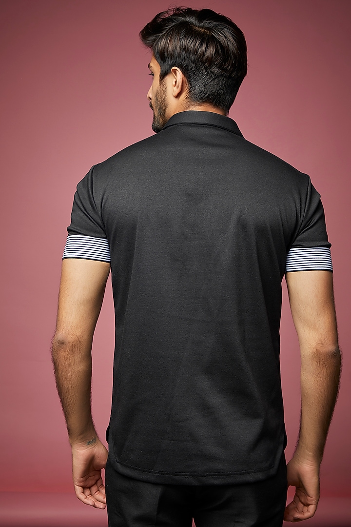 Black Knit T-shirt by AMIT ARORA at Pernia's Pop Up Shop