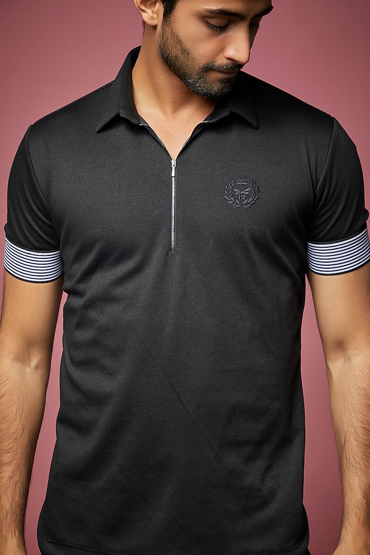 Black Knit T-shirt by AMIT ARORA at Pernia's Pop Up Shop