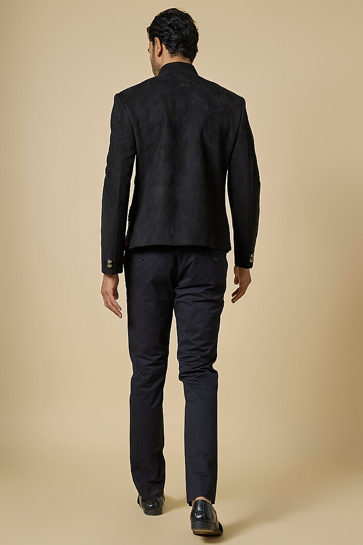 Black Silk Bundi Jacket Set by AMIT ARORA at Pernia's Pop Up Shop