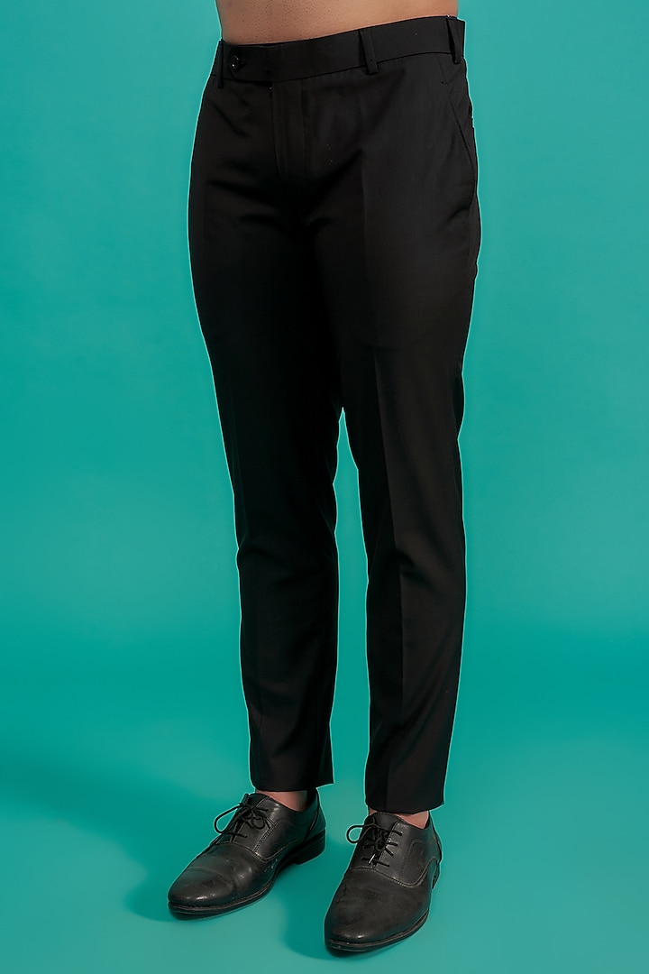 Black Poly Viscose Wedding Bandhgala Set by AMIT ARORA at Pernia's Pop Up Shop