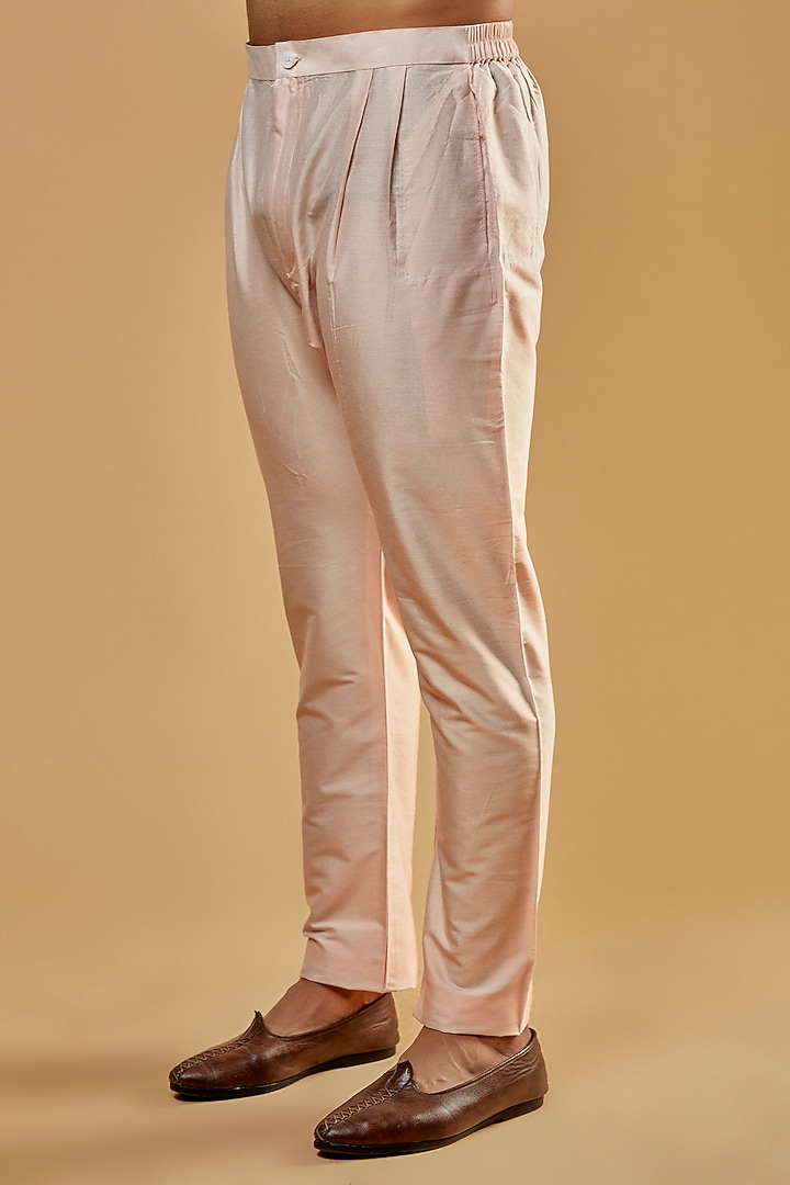 Baby Pink Banarasi Silk Embellished Kurta Set by AMIT ARORA at Pernia's Pop Up Shop
