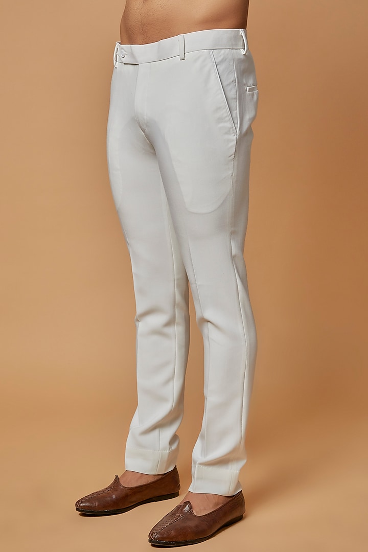 Ivory Jacquard Silk Hand Embroidered Long Wedding Indowestern Jacket Set by AMIT ARORA at Pernia's Pop Up Shop