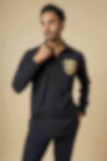 Black Cotton Party Wear Shirt by AMIT ARORA at Pernia's Pop Up Shop