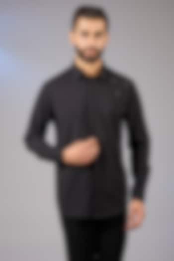 Black Acetate Hand Embroidered Party Wear Shirt by AMIT ARORA at Pernia's Pop Up Shop