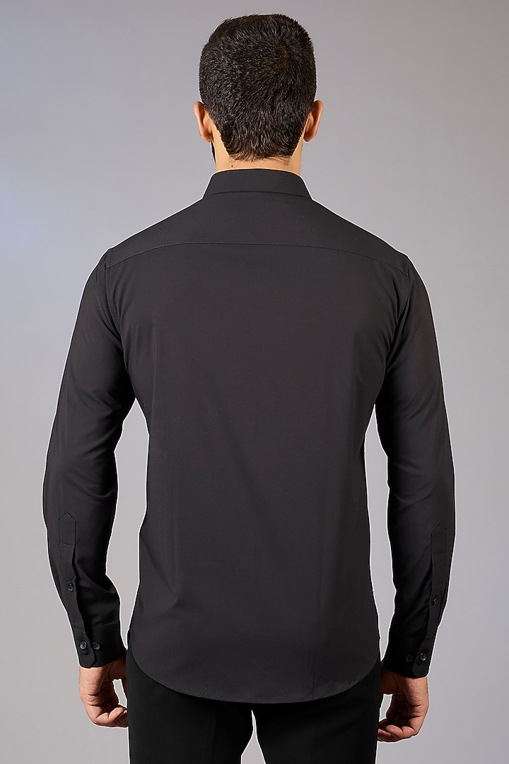 Black Polyamide Hand Embroidered Party Wear Shirt by AMIT ARORA at Pernia's Pop Up Shop