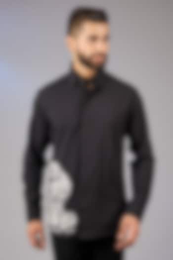Black Acetate Embroidered Party Wear Shirt by AMIT ARORA at Pernia's Pop Up Shop