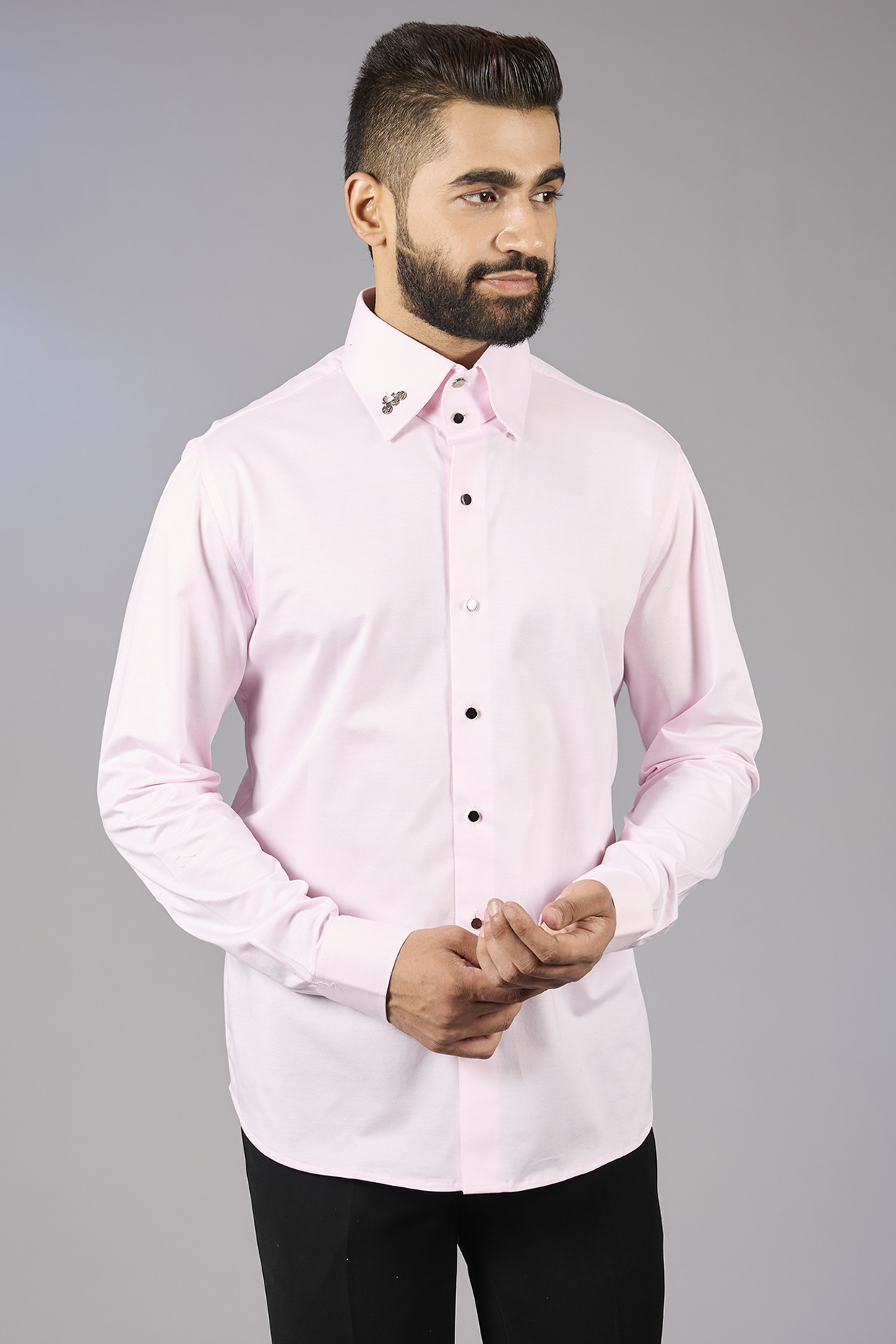 Baby Pink Knit Shirt by AMIT ARORA