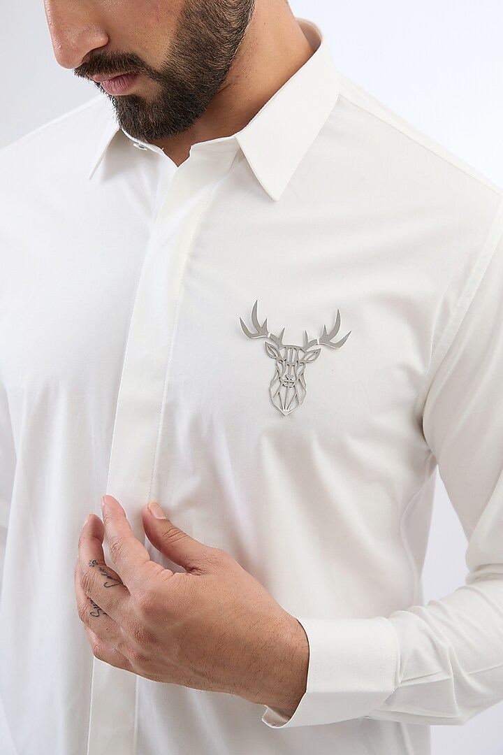 White Acetate Party Wear Shirt by AMIT ARORA at Pernia's Pop Up Shop