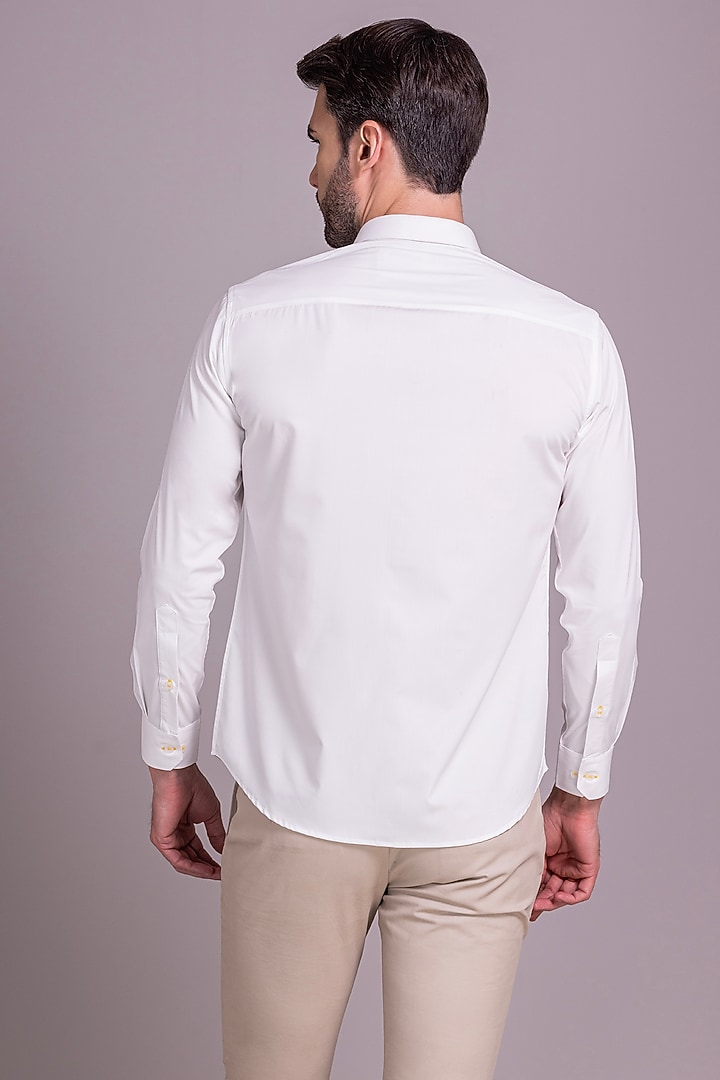 White Acetate Bear Motif Embroidered Party Wear Shirt by AMIT ARORA at Pernia's Pop Up Shop