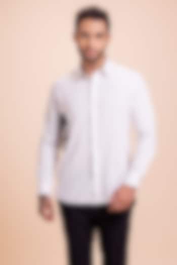 White Acetate Horse Motif Hand Embroidered Party Wear Shirt by AMIT ARORA at Pernia's Pop Up Shop