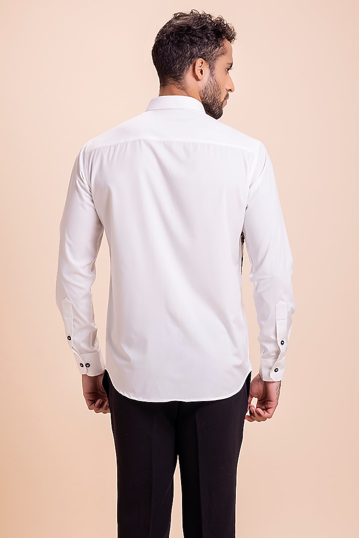 White Acetate Horse Motif Hand Embroidered Party Wear Shirt by AMIT ARORA at Pernia's Pop Up Shop