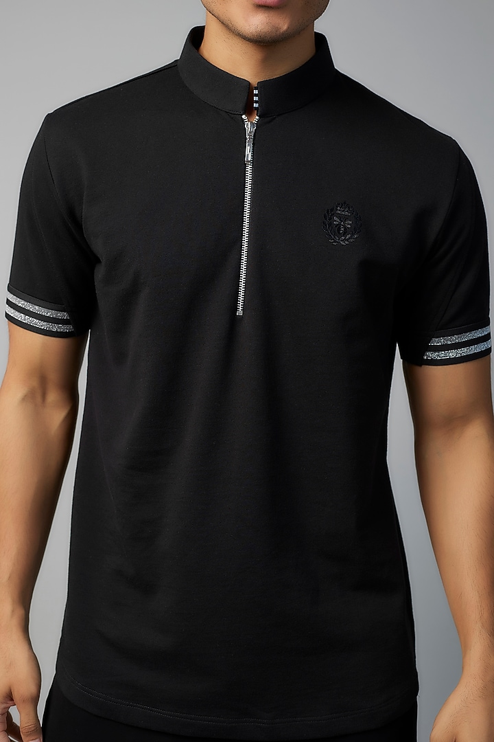Black Knit T-Shirt by AMIT ARORA at Pernia's Pop Up Shop