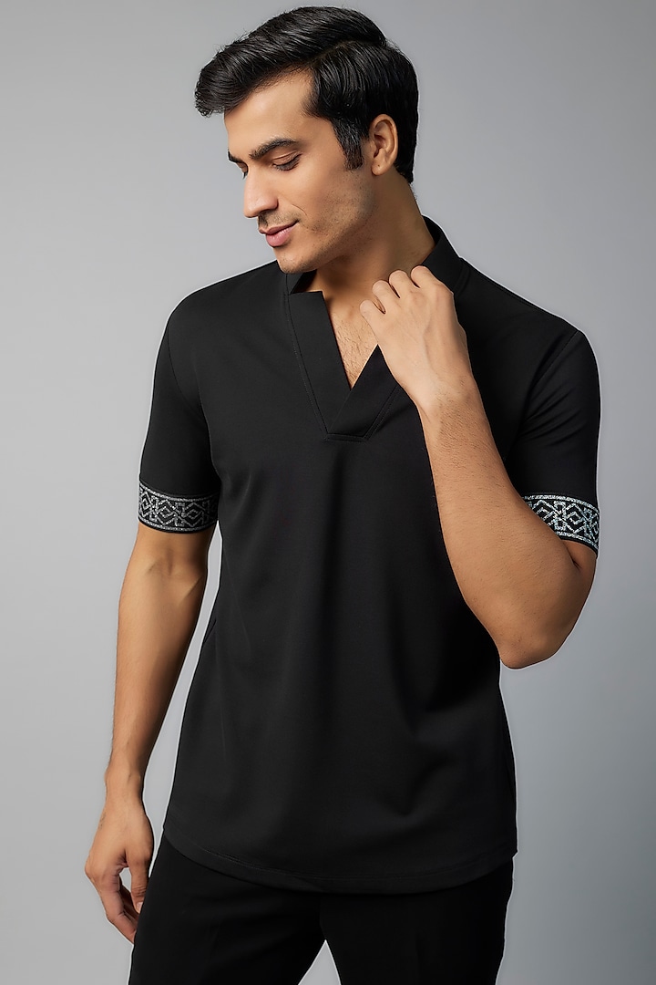 Black Knit T-Shirt by AMIT ARORA