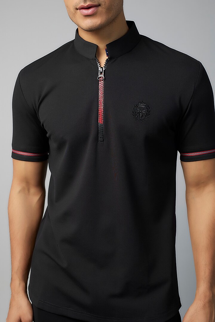 Black Knit T-Shirt by AMIT ARORA at Pernia's Pop Up Shop