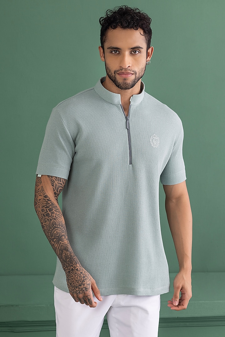 Teal Knit T-Shirt by AMIT ARORA