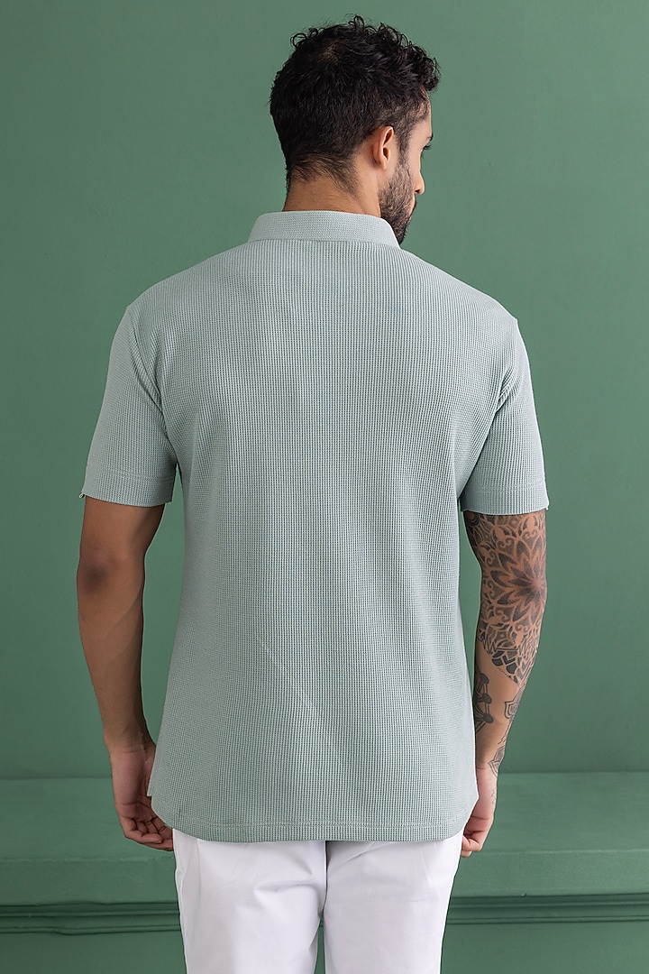 Teal Knit T-Shirt by AMIT ARORA at Pernia's Pop Up Shop