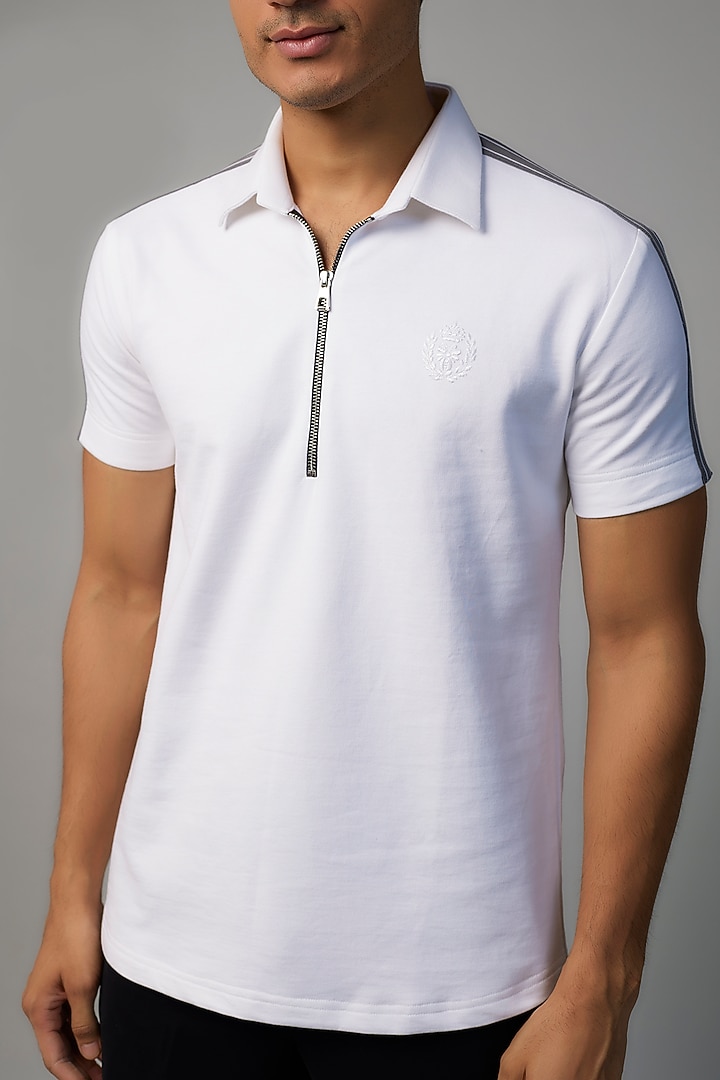 White Knit T-Shirt by AMIT ARORA at Pernia's Pop Up Shop