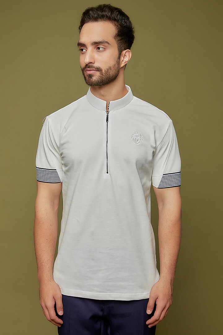 White Knit T-Shirt by AMIT ARORA at Pernia's Pop Up Shop