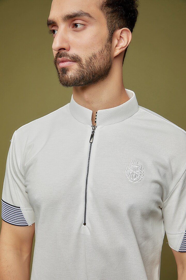 White Knit T-Shirt by AMIT ARORA at Pernia's Pop Up Shop