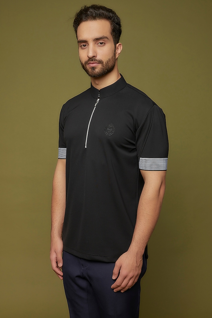Black Knit T-Shirt by AMIT ARORA at Pernia's Pop Up Shop