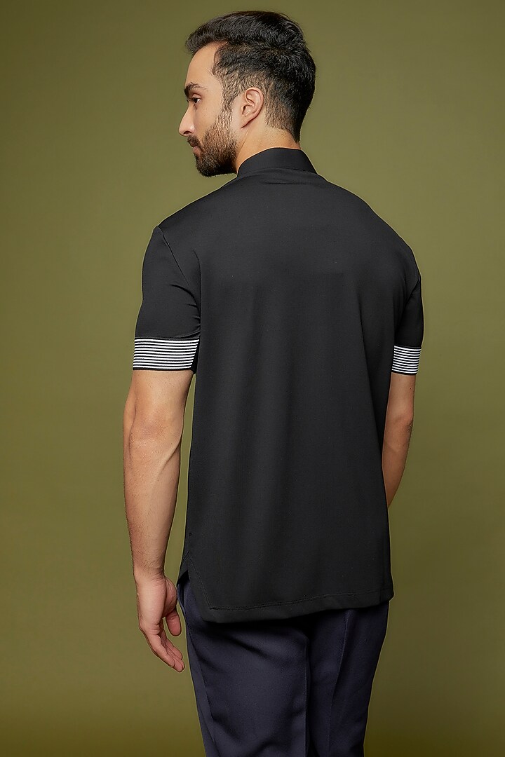 Black Knit T-Shirt by AMIT ARORA at Pernia's Pop Up Shop