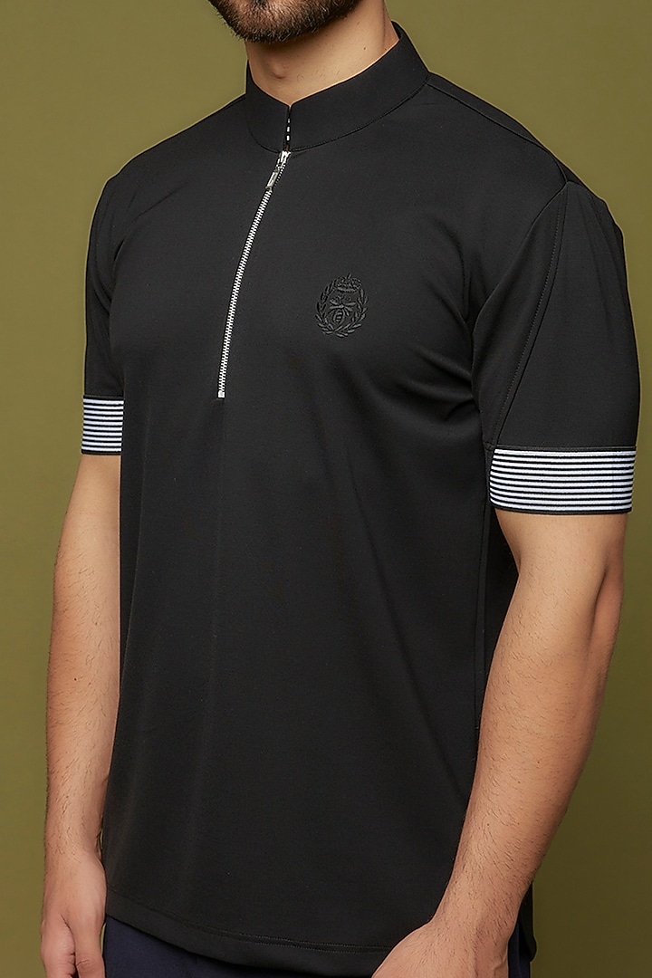 Black Knit T-Shirt by AMIT ARORA at Pernia's Pop Up Shop