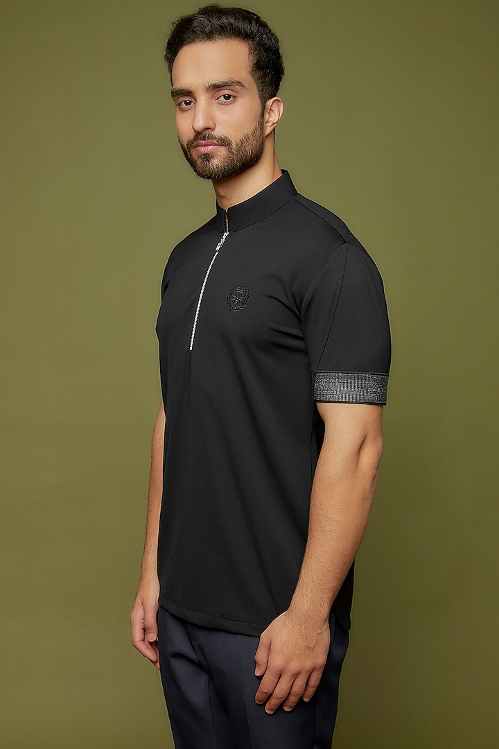 Black Knit T-Shirt by AMIT ARORA at Pernia's Pop Up Shop