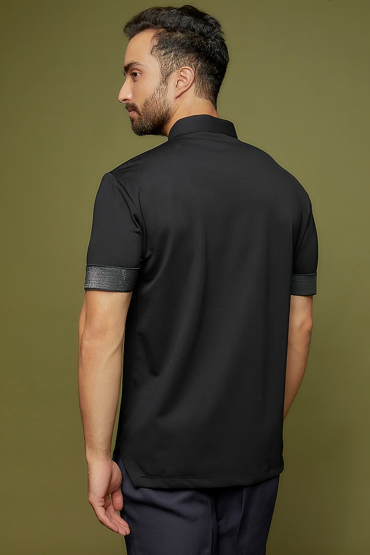 Black Knit T-Shirt by AMIT ARORA at Pernia's Pop Up Shop