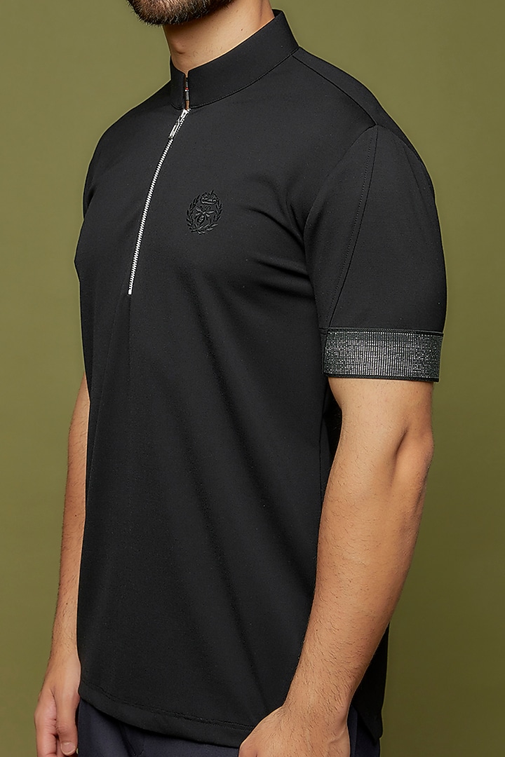 Black Knit T-Shirt by AMIT ARORA at Pernia's Pop Up Shop